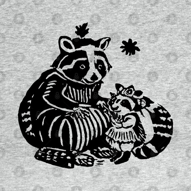 Vintage racoon and possum by valentinahramov